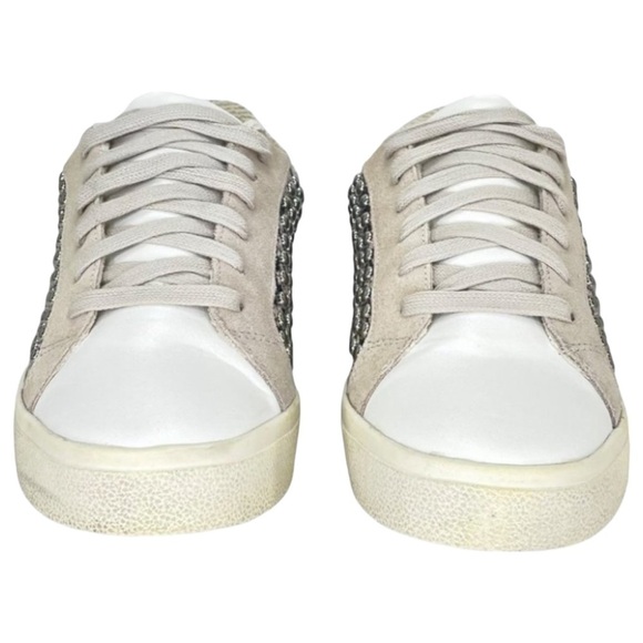 AQUA Womens Sneakers 9.5M Tess Grey Snake Print Leather Silver Studded - Picture 7 of 16